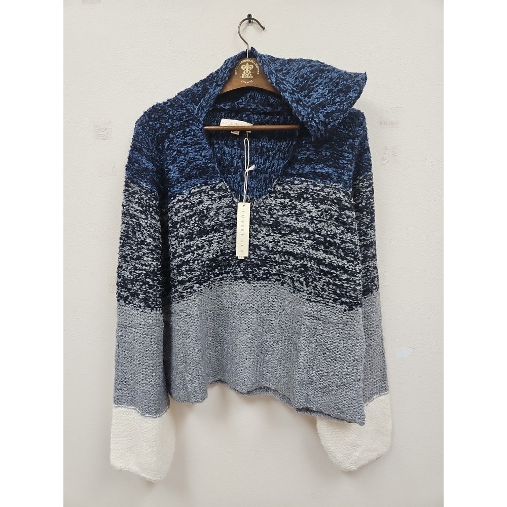 Love Stitch Sweater  Hooded Oversized S/M   Fall Nights Cozy Warm Comfort NWT